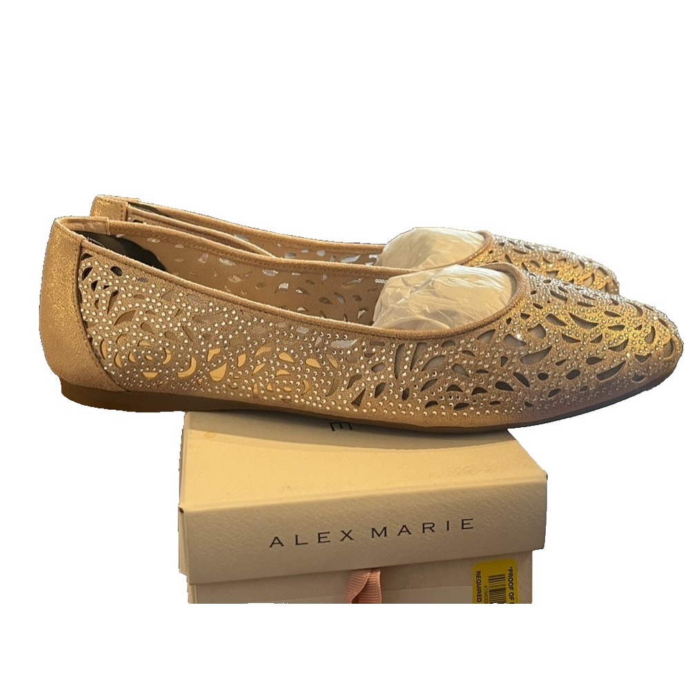 Alex Marie Atlana 11M Metallic Flats Pink Ballerina Floral Preppy Feminine Retro